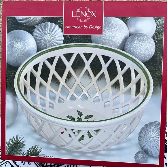 NIB Vtg Lenox Holiday Open Weave Bread Basket - Picture 7 of 7